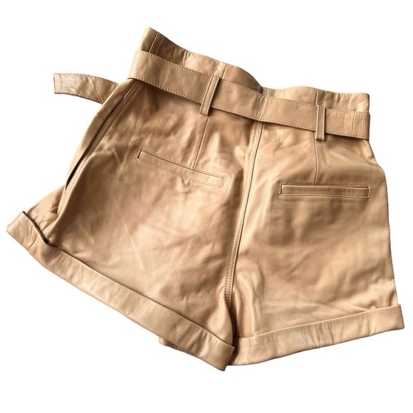 NWT Camila Coelho Azan Leather Shorts in Tan Size Small - Picture 8 of 8